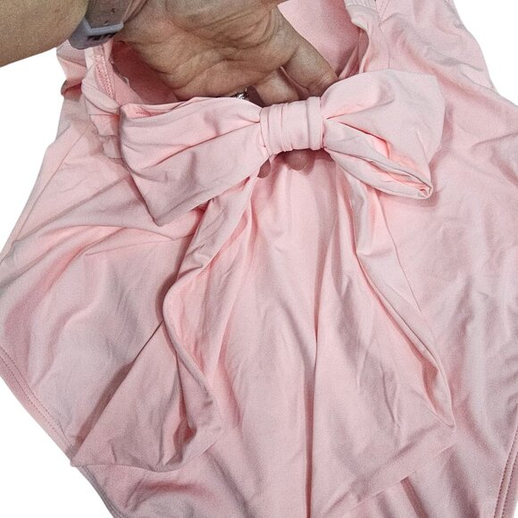 Cremieux Womens One Shoulder Bow Pink Swimsuit Sz L Pastel Barbiecore Soft Girl - Picture 4 of 14
